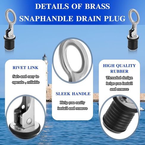 Amyhill 4 Pcs Boat Plugs Snap Handle Drain Plug for 1 Inch Diameter Marine Drain Twist Marine Boat Rubber Accessories(Silver) in Saudi Arabia