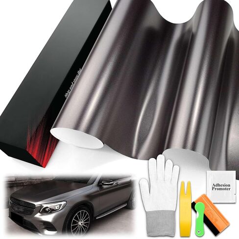 1FTx5FT PET Pearl Metallic Selenite Gray Vinyl Wrap Auto Car Sticker Decal Film Sheet Bubble Free Air Release Technology with Tool Set in Kuwait