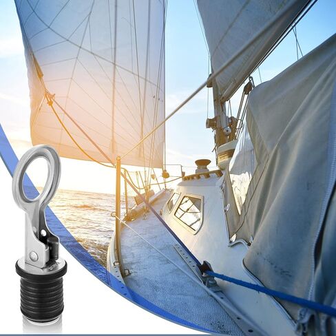 Amyhill 4 Pcs Boat Plugs Snap Handle Drain Plug for 1 Inch Diameter Marine Drain Twist Marine Boat Rubber Accessories(Silver) in Saudi Arabia