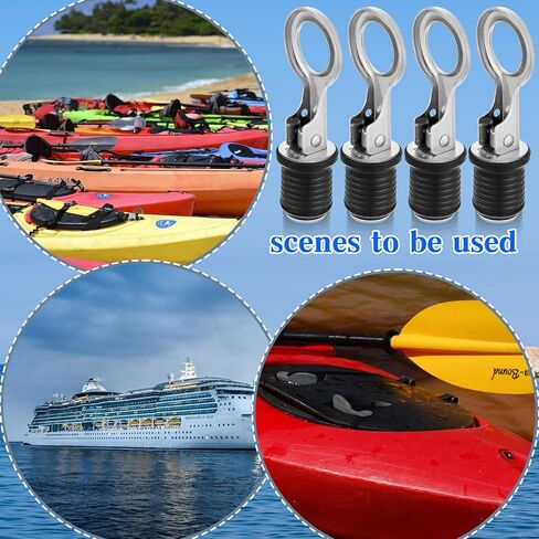 Amyhill 4 Pcs Boat Plugs Snap Handle Drain Plug for 1 Inch Diameter Marine Drain Twist Marine Boat Rubber Accessories(Silver) in Saudi Arabia