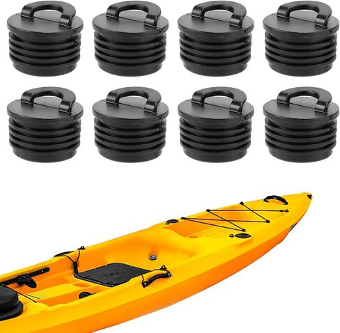 8pcs Kayak Scupper Plug Kit ، Universal Frugle Rubber Push-in Rib Drain Dists Livewell مع مقبض مقوى للجلوس على قوارب القوارب القوارب والقوارب (أسود) in Saudi Arabia