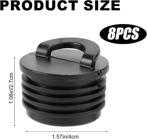 8pcs Kayak Scupper Plug Kit ، Universal Frugle Rubber Push-in Rib Drain Dists Livewell مع مقبض مقوى للجلوس على قوارب القوارب القوارب والقوارب (أسود) in Saudi Arabia