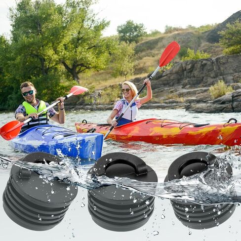8pcs Kayak Scupper Plug Kit ، Universal Frugle Rubber Push-in Rib Drain Dists Livewell مع مقبض مقوى للجلوس على قوارب القوارب القوارب والقوارب (أسود) in Saudi Arabia