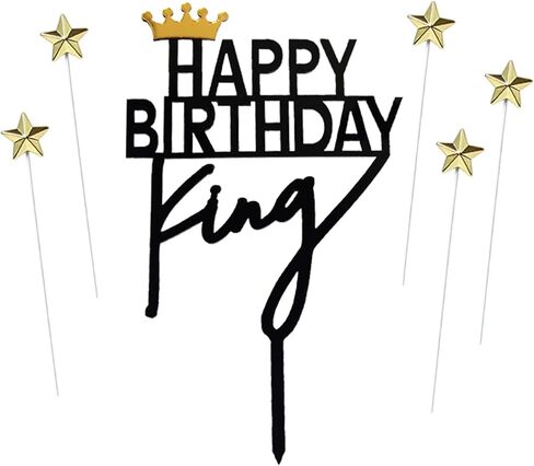 مجموعة من 1 أكريليك أسود عيد ميلاد سعيد الكعكة ، 5 أجهزة كمبيوتر Slvery Star Cake Cupcake Topper (Black 1) in Kuwait