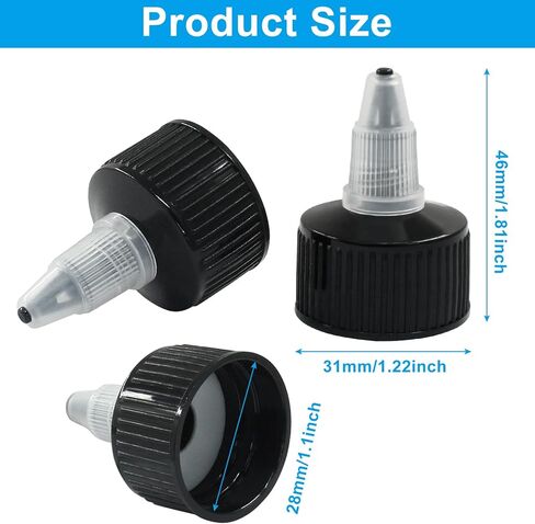 28pcs 28/410 Twist Top Caps ، قبعات استبدال القبعات بزجاجة لزجاجات الضغط ، زجاجات الغراء (أسود) in Kuwait