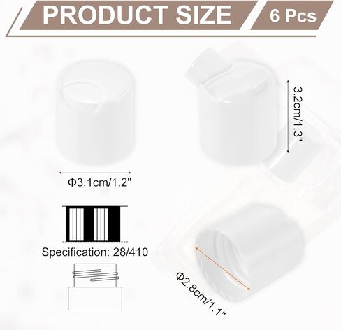 Meccanixity 6pcs أسود الأقراص العلوية الاستبدال 28/410 أغطية قرص مضغوط بلاستيكية 1.3x1.2x1.1 بوصة الأغطية للضغط ، زجاجات قابلة لإعادة الملء والشامبو in Saudi Arabia