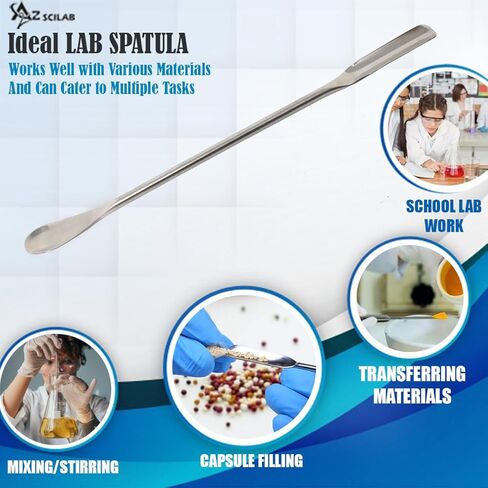 A2Z Lab Spatula Stainless Steel Micro Medicine Spoon Scoop, Laboratory Sampling Spoon Mixing Spatula for Powders Gel Cap Filler- Laboratory Supplies for Experiments and Lab Use - 7 inches in Saudi Arabia