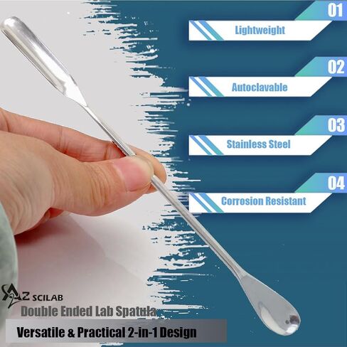 A2Z Lab Spatula Stainless Steel Micro Medicine Spoon Scoop, Laboratory Sampling Spoon Mixing Spatula for Powders Gel Cap Filler- Laboratory Supplies for Experiments and Lab Use - 7 inches in Saudi Arabia