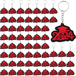 Batiyeer 60 Pieces Class of 2025 Graduation Keychains, Rubber Key Chains Grad Cap Charms Graduation Gifts