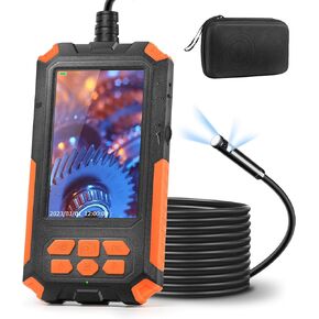 Endoscope Camera with Light Borescope Inspection Camera Dual Lens with LED Light 1080P 4.5 Inch IPS Screen IP68 Waterproof 8mm Sewer Snake Camera,16.5ft, 3500 mAh Battery, 32GB TF Card