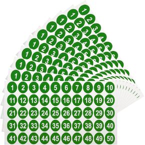 uxcell 10 Sheets Round Number Stickers, 1-50 Vinyl Consecutive Number Labels Self-Adhesive Number Decal for Office Classroom Box Storage, Black(1 inch Each)