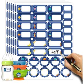 420 Pcs Name Tag Stickers, Space-Themed Name Tag Labels with Strong Adhesion, Blank Name Stickers for School Office Home Clothes Mailing & Storage Boxes(Dark Blue)