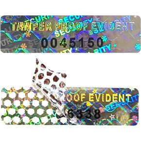 2x0.4inch Hologram Seal Sticker ，Tamper evident Holographic Label，Security Warranty Void Stickers with Serial Number（320pcs，Gold）…