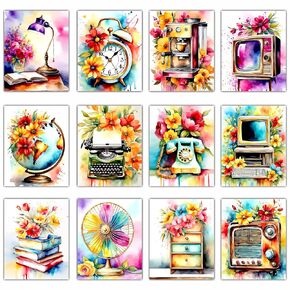 PARTH IMPEX Vintage Wall Art - Floral Office Wall Decor Colorful Artwork Old Antique Pictures Flowers Posters Painting for Bedroom Living Room Farmhouse Decoration - 8x10 UNFRAMED Prints