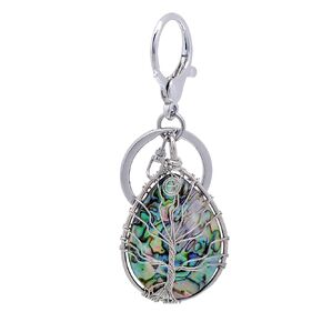 Wire Wrapped Abalone shell Tree of Life Charm Keychain