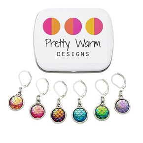 Dragon Scales and Mermaid Tails Locking Clip Crochet Knitting Stitch Markers with Storage Case | Handmade by Pretty Warm Designs | Metal Resin Charm Removable Knit Accessories Unique Christmas Gift