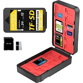 Memory Card Holder Case, LYNCA Camera SD Card Protector Organizer, 36 Slots SD Memory Card Case Wallet Hard Storage Box for 12 SD Cards and 24 Micro SD/TF Cards, Anti-Shock and Water-Resistant