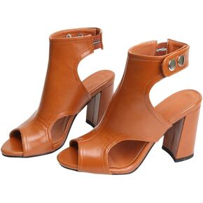 Heels for Women Peep Toe Booties Dressy Sandals Block heel Gliadiator Shoes