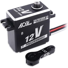 AGFRC 45KG Waterproof RC-Servo High-Torque - 12V Programmable Metal Gear Coreless Digital Smart Servo for 1/8 1/10 RC Car, Control Angle 180° (SA75CVSW V2)