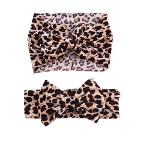 Baby Girls Leopard Headband Bow Turban Headband for baby Wide Hair Band 2 Pack TSFD40 (Headband A Set)