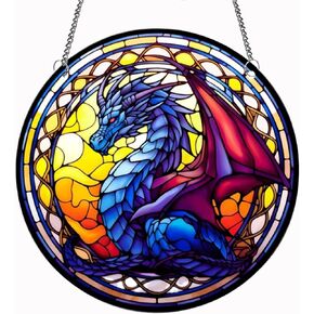 MATIHAY Dragon Acrylic Window Hanging, Gothic Dragon Christmas Ornaments for Fiction Lovers, Dinosaur Room Decor for Nursery New Home Gifts (Large)