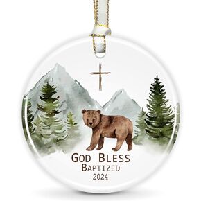 Baptism Ornament, Baptism Gift for Girl, God Bless Christening Ornament, Christened Ornament, Christmas Ornament - Christening Keepsakes for Girl