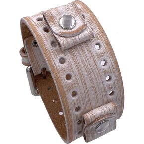 Nemesis BN-VW Washed Out Ecru Wide Leather Cuff Wrist Watch Band