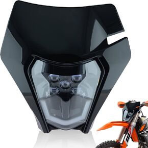 Dirt Bike Led Headlight Motorcycle 2020-2022 Enduro Headlight Kit for EXC EXCF SX SXF XC XCF XCW XCFW (Black-Dual 16)