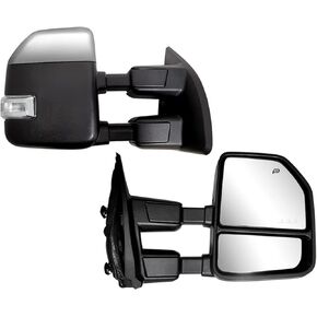 Towing Mirrors compatible for 1999-2016 Ford F250 F350 F450 F550 Super Duty Truck Side Mirrors with Turn Signal Light Power Heated Manual telescoping folding Chrome cap Pair