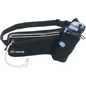 Hiking Waist Pouch with Water Bottle Holder, Belt for Men and Women Travel,Walking,Running, (Black1)
