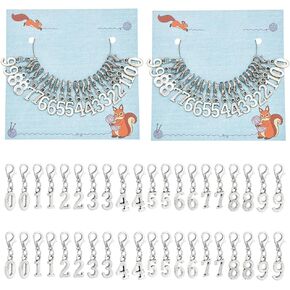 NBEADS 40 Pcs 0-9 Number Stitch Markers, Alloy Crochet Marker Charms Removable Lobster Clasp Locking Stitch Marker for Knitting Weaving Sewing Jewelry Making