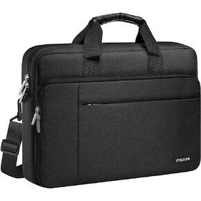 MOSISO Laptop Bag Compatible with MacBook Air 15 M2 A2941 2023/Pro 16 2023-2019 A2780 A2485 A2141,15-15.6 inch Notebook, Polyester Work Business Thicken Multifunctional Briefcase with Belt, Black