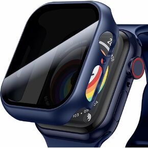 WSKEN 2 Pack Privacy Apple Watch Case 44mm for Series SE2 6 5 4 SE Screen Protector, [26 Degree Anti Spy] [Touch Sensitive] Ultra-Thin Glass Lightweight Cover Bumper for iWatch 6 5 4 SE 44mm,Black