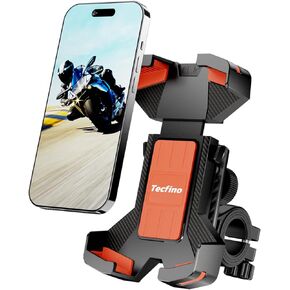 Motorcycle Bike Phone Mount Holder, Handlebar Mounted Cell Phone Holder for Bike, Universal Bicycle Phone Mount, 360° Rotation (Orange)