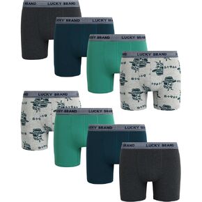 Lucky Brand Men's Active Underwear - 8 Pack Casual Stretch Boxer Briefs (S-XL)
