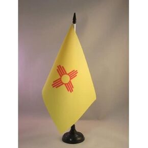 AZ FLAG New Mexico Table Flag 5'' x 8'' - US State of Nouveau-Mexique Desk Flag 21 x 14 cm - Black Plastic Stick and Base