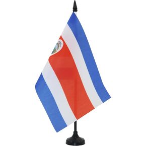 AZ FLAG Costa Rica Table Flag 5'' x 8'' - Costa Rican Desk Flag 21 x 14 cm - Black Plastic Stick and Base
