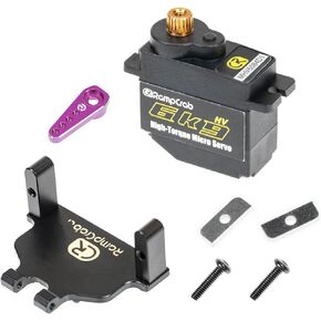 RampCrab 6kg Steering Servo with Servo Mount Bracket and Servo Horn for SCX24 AX24, RC Car Model Parts, Upgrade Parts for Axial AX24 SCX24 1/24 RC Crawler (Purple Horn)
