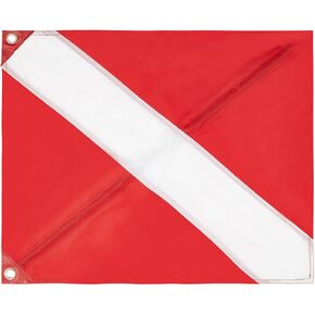 KEMIMOTO Dive Flag for Boat with Removable Stiffening Pole, 20'' x 24'' Double Stitched Scuba Flag, US Legal Size Diver Down Flag, Boat Flag for Scuba Snorkeling Kayak Freediving Spearfishing