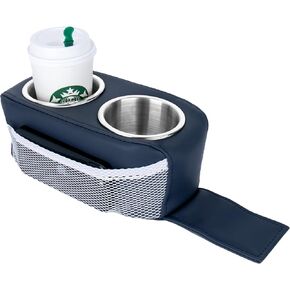 Pontoon Cup Holder,Boat Seat Cup Holder,Double Drink Holder,Portable Cup Beverage Mobile Phone Holders for Pontoon Boat Sofa,RV Couch,Car Back Seat(Blue)