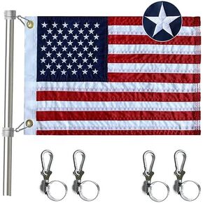 US Boat Flag 12x18 with 4 Boat Flag Clips- Embroidered 50 Stars American Boat Flag Durable Polyester Sewn Stripes Pontoon Boat Flags with 2 Brass Grommets