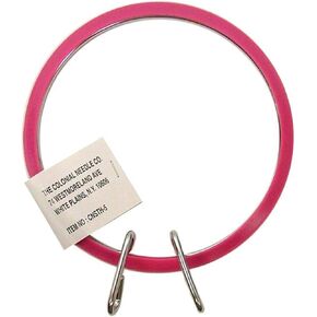 Colonial Needle 5" Spring Tension Embroidery Hoop - Pink Plastic Round Hoop