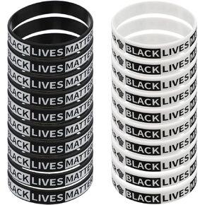 BESTOYARD 20pcs Black Lives Matter Silicone Rubber Wristbands BLM Anti Racism BLM Movement Bracelets Awareness Support Wristband Bracelets