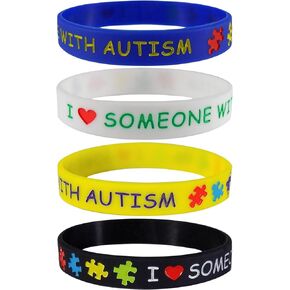 Max Petals - I Love Someone with Autism - Silicone Wristbands (4 Pack)