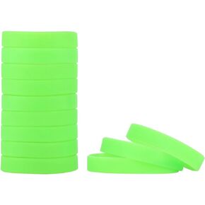 12Pcs Silicone Wristband Bracelet Blank Sports Wristbands Rubber Personalized Custom Wrist Bracelets (Light Green)