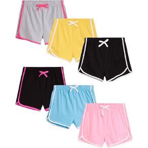Girls' Active Shorts - 6 Pack Athletic Gym Dolphin Shorts (Size: 7-16)