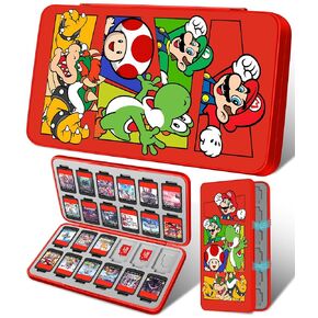 for Nintendo Switch Game Case with 24 Game Holder Slots and 24 SD Micro Card Slots for Nintendo Switch/Lite/OLED,Cute Cartoon Games Cartridge Cases for Boys Kids Girls Kawaii Storage Box, long