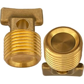 2-Pack 1/2" NPT Solid Brass Drain Plug Boat Garboard Drain Plug Kit for Most Hulls