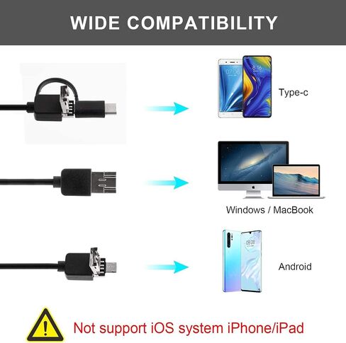 كاميرا منظار الأذن USB، منظار الأذن الرقمي 3 في 1، كاميرا الأذن المرئية بقطر 4.3 مم، منظار الأذن عالي الدقة مع أداة تنظيف شمع الأذن و6 مصابيح LED قابلة للتعديل لأجهزة Android/Windows/Mac in Kuwait