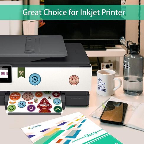 Gwybkq Sticker Paper Printable Vinyl for Inkjet Printer, 50 Sheets Glossy White Waterproof Labels in Kuwait